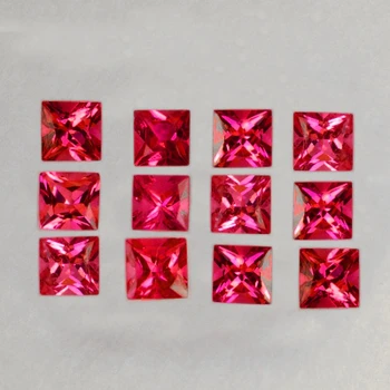 2.20 mm Square Machine Cut 12 pcs Natural Intense Pink Red Jedi Spinel [Flawless-VVS]