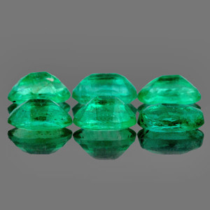 5x3 mm Oval 6 pcs Sparkling Natural Brilliant Zambian Green Emerald [VS-SI]