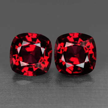 7.00 mm Cushion 2pcs Top Luster Natural Red Mozambique Garnet [Flawless-VVS]