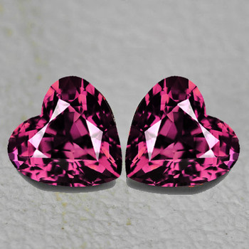 6.00 mm Heart 2pcs Fire Luster Natural Cherry Pink Rhodolite Garnet [Flawless-VVS]