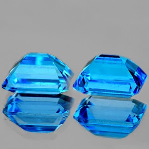 8x6 mm Octagon 2pcs Lustrous Natural Intense Swiss Blue Topaz [Flawless-VVS]-Top Grade