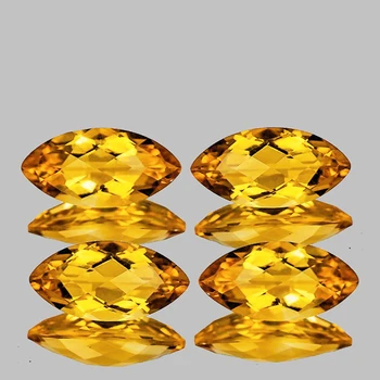 10x5 mm Marquise Checker 4 pcs Fire Luster Natural Golden Yellow Citrine [Flawless-VVS]