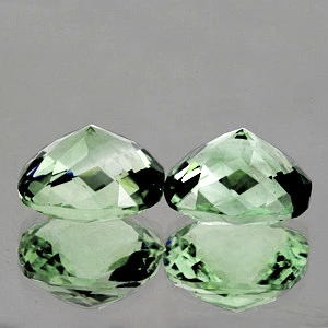 8.00 mm Cushion Checker 2pcs AAA Luster Natural Sparkling Green Amethyst 'Prasiolite' [Flawless-VVS]