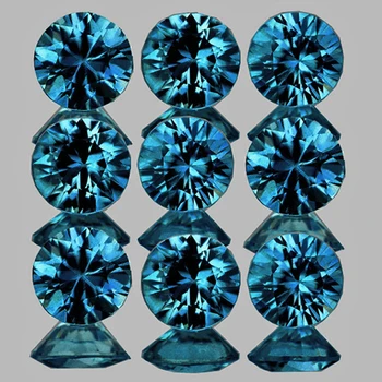 3.00 mm Round Machine Cut 9 pcs Natural Green Blue Sapphire [Flawless-VVS]-AAA Grade