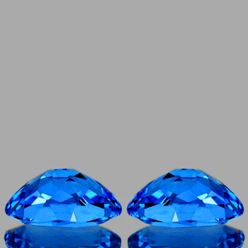 12x8 mm Oval 2pcs AAA Luster Natural Intense Swiss Blue Topaz [Flawless-VVS]