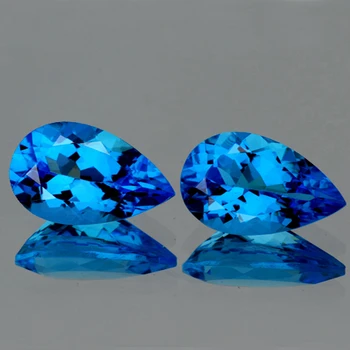 14x8 mm Pear 2pcs AAA Luster Natural Intense Swiss Blue Topaz [Flawless-VVS]