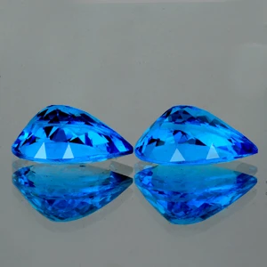12x8 mm Pear 2pcs AAA Luster Natural Intense Swiss Blue Topaz [Flawless-VVS]