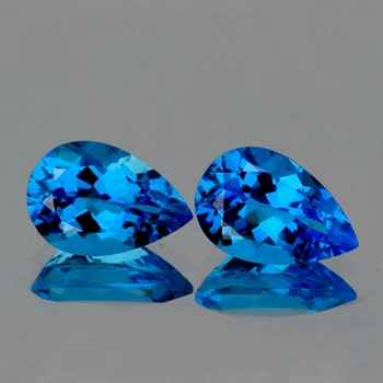 12x8 mm Pear 2pcs AAA Luster Natural Intense Swiss Blue Topaz [Flawless-VVS]
