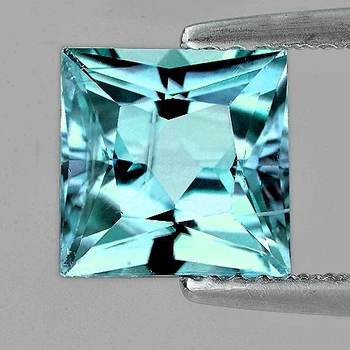 9.00 mm Square Princess 3.92cts AAA Luster Natural Intense Blue Aquamarine [VS]
