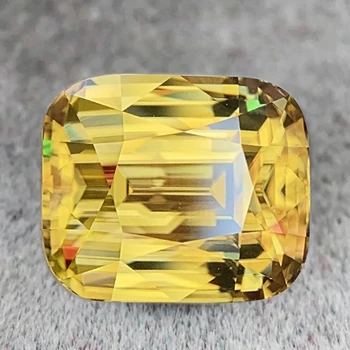 7x6 mm Cushion {2.10ct} Top Fire Natural Rainbow Flashes Yellow Zircon [Flawless-VVS]