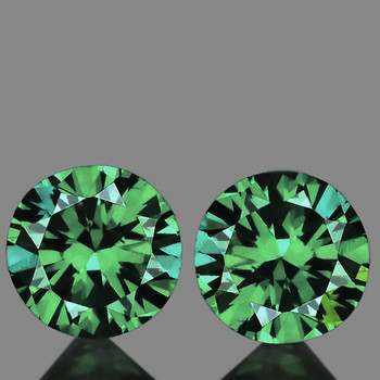 4.00 mm Round 2pcs Superb Luster Natural Madagascar Intense Green Sapphire [Flawless-VVS]-Top Grade