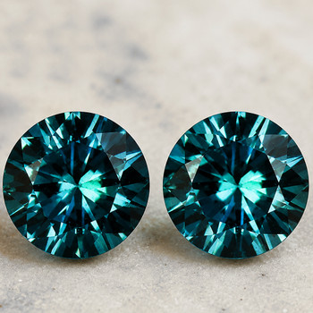 4.00 mm Round 2pcs Extreme Brilliancy Natural Madagascar Green Blue Sapphire [Flawless-VVS]-Top