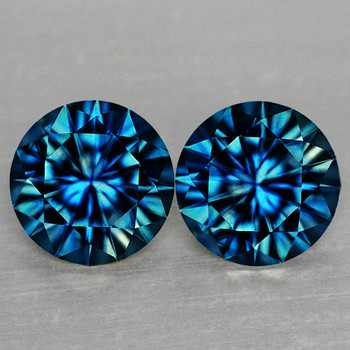 4.30 mm Round 2pcs AAA Fire Luster Natural Green Blue Sapphire [Flawless-VVS]-Top Grade
