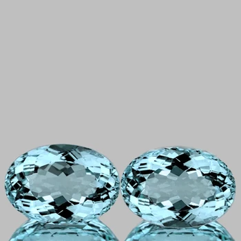 12x8 mm Oval 2pcs AAA Luster Natural Top Blue Aquamarine [Flawless-VVS]