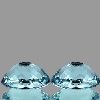 12x8 mm Oval 2pcs AAA Luster Natural Top Blue Aquamarine [Flawless-VVS]