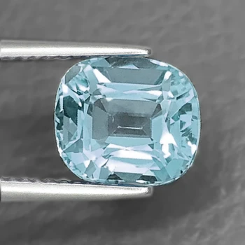 6.50 mm Cushion {1.06cts} AAA Fire Luster Natural Blue Aquamarine [Flawless-VVS]