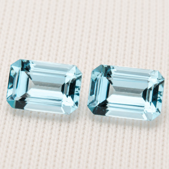 7x5 mm Octagon 2 pieces Top Luster Natural Blue Aquamarine [Flawless-VVS]