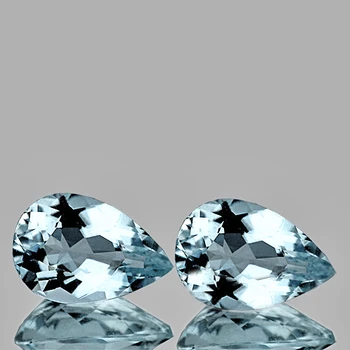 9x7 mm Pear 2 pieces Superb Brilliancy Natural Sky Blue Aquamarine [Flawless-VVS]