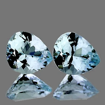 7.00 mm Pear 2 pieces Superb Brilliancy Natural Sky Blue Aquamarine [Flawless-VVS]