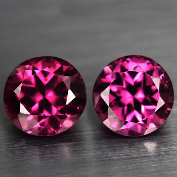7.00 mm Round 2pcs Superb Luster Natural Intense Purple Pink Rhodolite Garnet [Flawless-VVS]