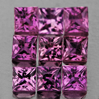 2.50 mm Square Princess 9 pcs AAA Luster Natural Velvet Purple Sapphire [Flawless-VVS]