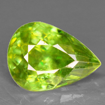 9.5x6.5 mm Pear 1.42ct Superb Luster Rainbow Spark Natural Canary Green Sphene [VS]