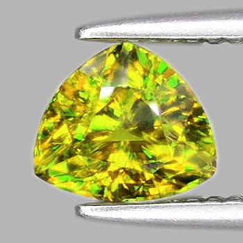 6.5x5.5 mm Trillion 0.82cts Superb Luster Rainbow Spark Natural Canary Yellow Sphene [VVS]