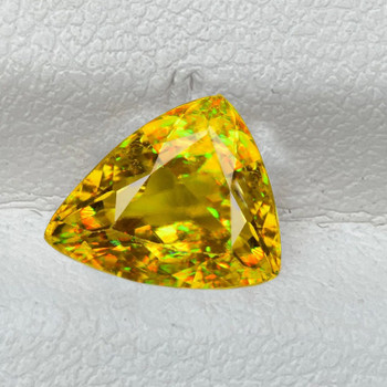 6.5x5.5 mm Trillion 0.75cts Superb Luster Rainbow Spark Natural Canary Yellow Sphene [VVS]