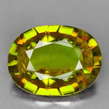 7x5.5 mm Oval 0.90ct Superb Luster Rainbow Spark Natural Canary Yellow Sphene [VVS]