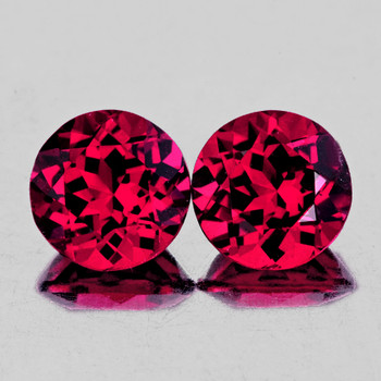 5.80 mm Round 2 pcs Fire Luster Natural Raspberry Pink Rhodolite Garnet [Flawless-VVS]
