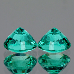 5.20 mm Round 2 pieces Lustrous Zambian Natural Blue Green Emerald [VS]