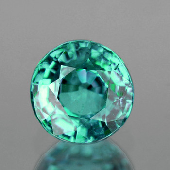 6.00 mm Round {0.90ct} Lustrous Zambian Natural Intense Blue Green Emerald [SI]