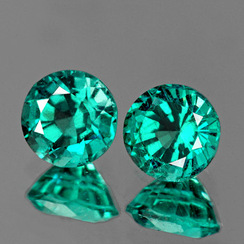 4.50 mm Round 2 pieces Lustrous Zambian Natural Intense Blue Green Emerald [VS]