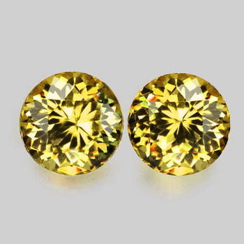 6.00 mm Round Portuguese 2 pcs Superb Luster Natural Brilliant Golden Zircon [Flawless-VVS]
