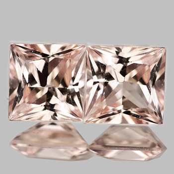 3.70 mm Square Princess 2 pcs Superb Luster Natural Peach Sapphire [Flawless-VVS]