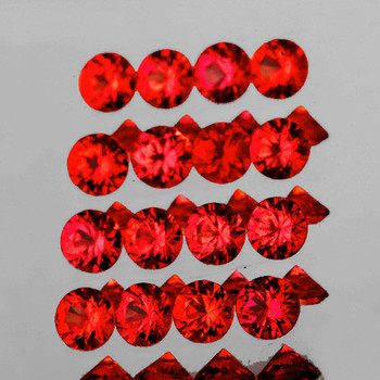 2.00 mm Round Machine Cut 20pcs Superb Brilliancy Natural Intense Orange Red Sapphire [Flawless-VVS]