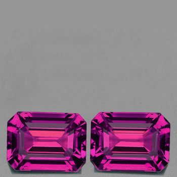 7x5 mm Octagon 2pcs Top Luster Natural Intense Pink Purple Rhodolite Garnet [Flawless-VVS]