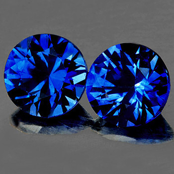 3.50 mm Round 2 pcs Top Luster Natural Intense Blue Sapphire [Flawless-VVS]