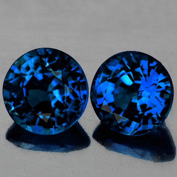 4.20 mm Round Step 2 pieces AAA Luster Natural Intense Blue Sapphire [Flawless-VVS]