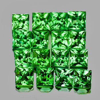 2.20 mm Square Machine Cut 16 pcs Natural Top Chrome Green Tsavorite Garnet [Flawless-VVS]