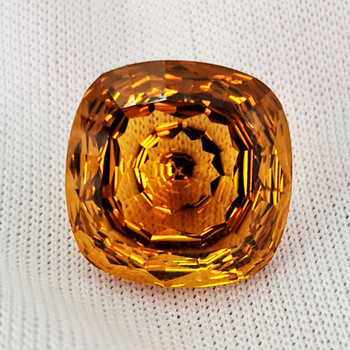 14.00 mm Cushion Concave Cut 11.15cts Natural Golden Brown Smoky Quartz [Flawless-VVS]