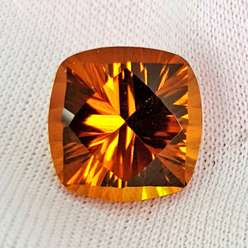 11.00 mm Cushion Concave Cut 5.32cts Natural Golden Brown Smoky Quartz [Flawless-VVS]