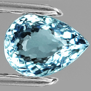 10x7.5 mm Pear {2.35ct} Top Luster Natural Top Blue Aquamarine [Flawless-VVS]