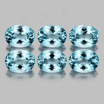 5x4 mm Oval 6 pcs AAA Fire Luster Natural Brilliant Blue Aquamarine [Flawless-VVS]