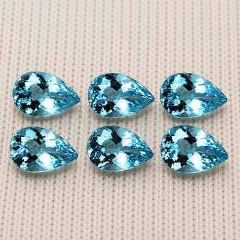6x4 mm Pear 6pcs Superb Luster Natural Santa Maria Blue Aquamarine [Flawless-VVS]