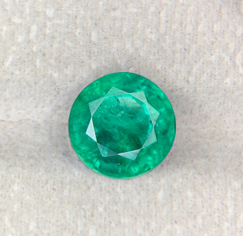 6.70 mm Round {1.25ct} Lustrous Zambian Natural Blue Green Emerald [VS]