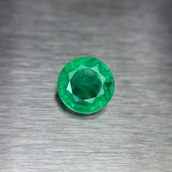 5.50 mm Round {0.90ct} Lustrous Zambian Natural Blue Green Emerald [SI]