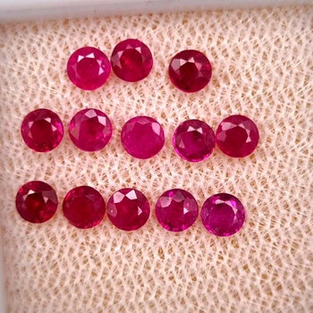 2.80 mm Round 13pcs Natural Burma Intense Red Ruby [SI] {Only heat}