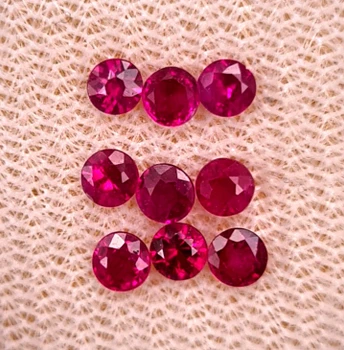 2.70 mm Round 9pcs Natural Burma Intense Red Ruby [SI] {Only heat}