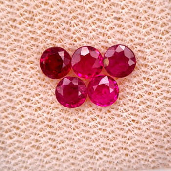 3.30 mm Round 5pcs Natural Burma Intense Red Ruby [SI] {Only heat}